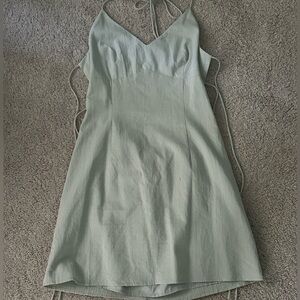 light green tie back mini dress